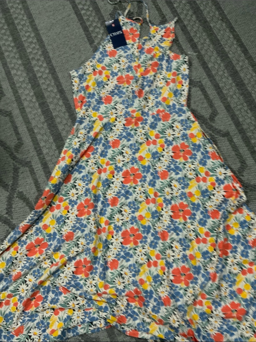 Chaps Floral Fit & Flare Midi Dress Multicolor Spaghetti Strap NWT - Picture 5 of 5